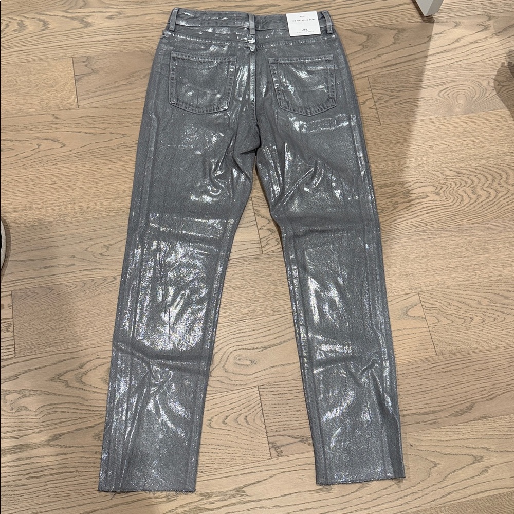 Zara Shimmering Gray Pants - Picture 5 of 5